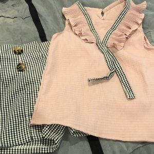 Girls ruffle top and gingham shorts